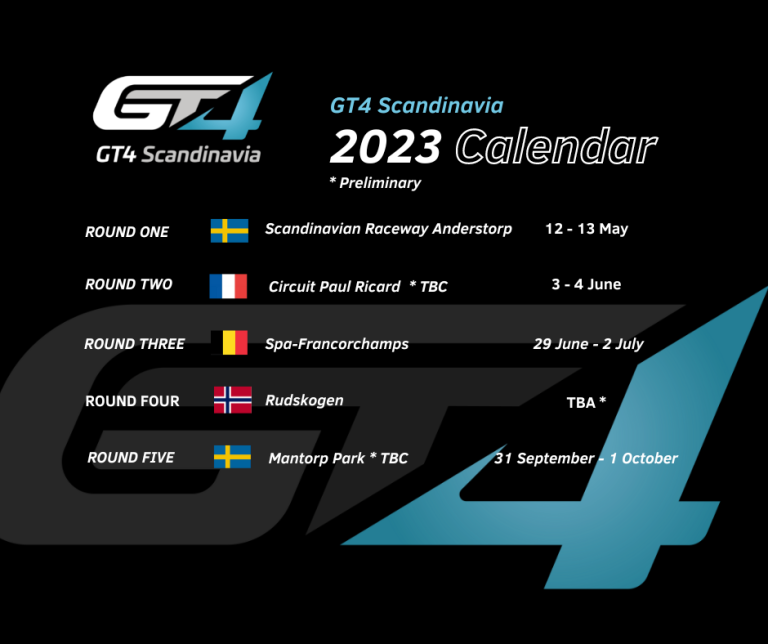 Preliminär kalender GT4 Scandinavia 2023 GT4 Scandinavia